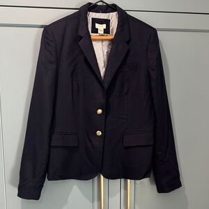 J Crew Midnight Blue Blazer with Metallic Buttons